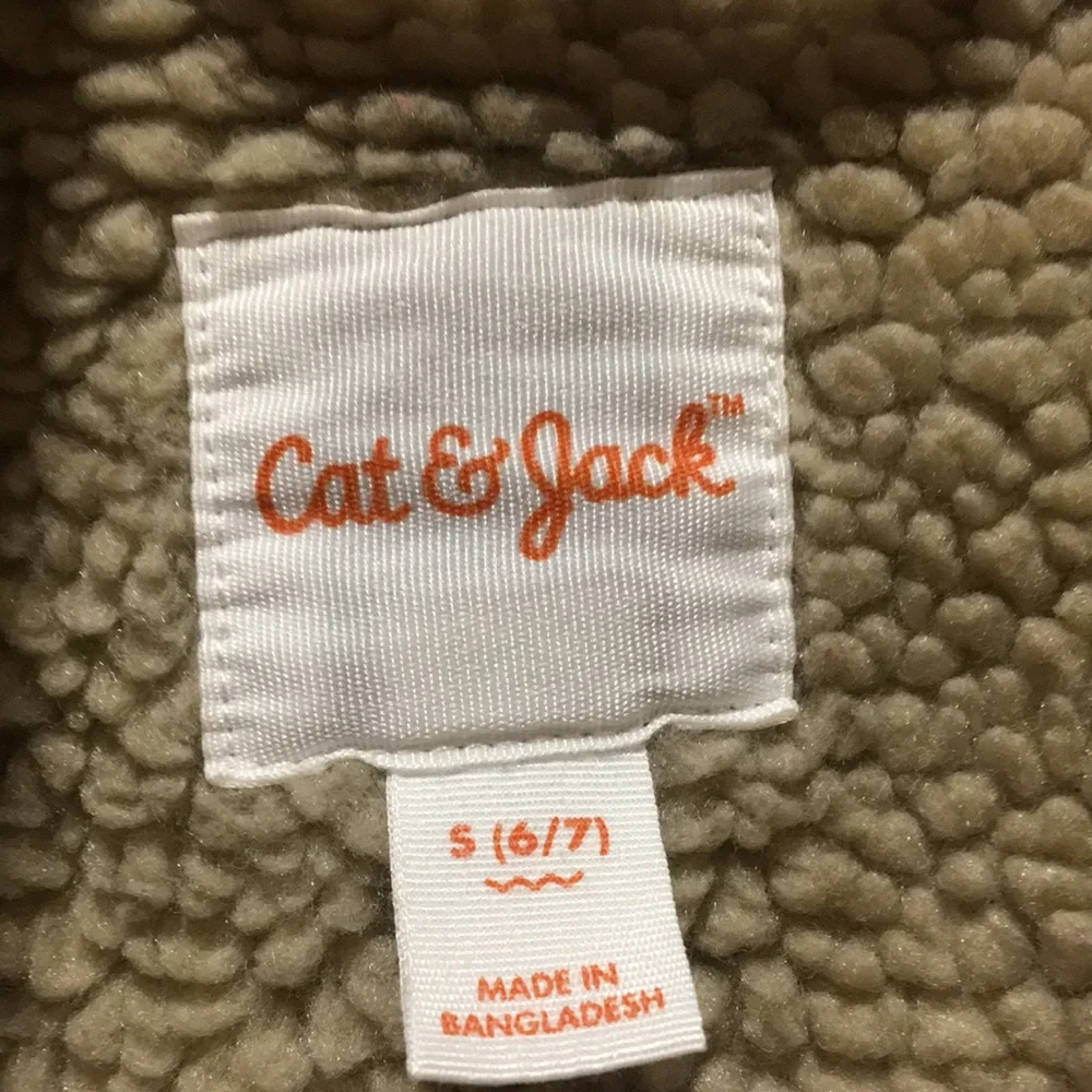 Cat & Jack plaid button down shacket jacket fleece lined comfy/cozy kids S (6/7)